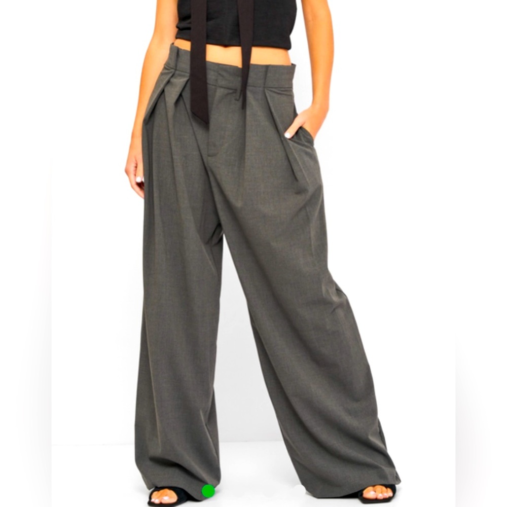 Zara Charcoal Wide-Leg Women's Pants